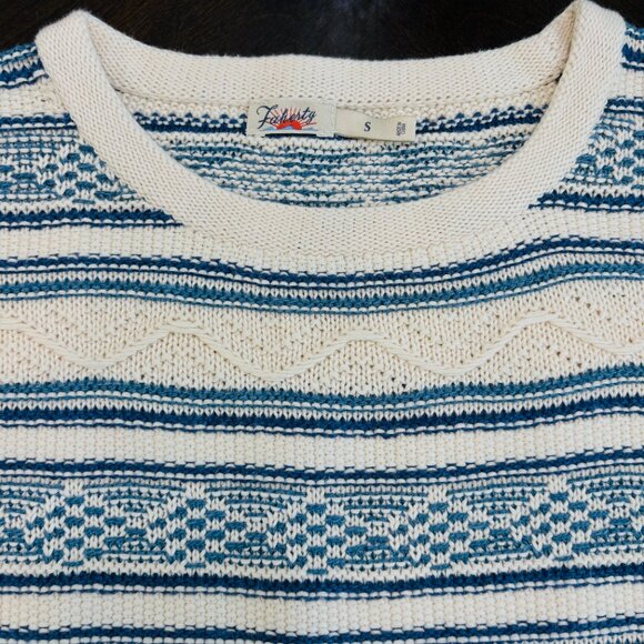 Faherty High Tide Stripe Organic Cotton Blend Crewneck Sweater Sz S - Picture 5 of 10